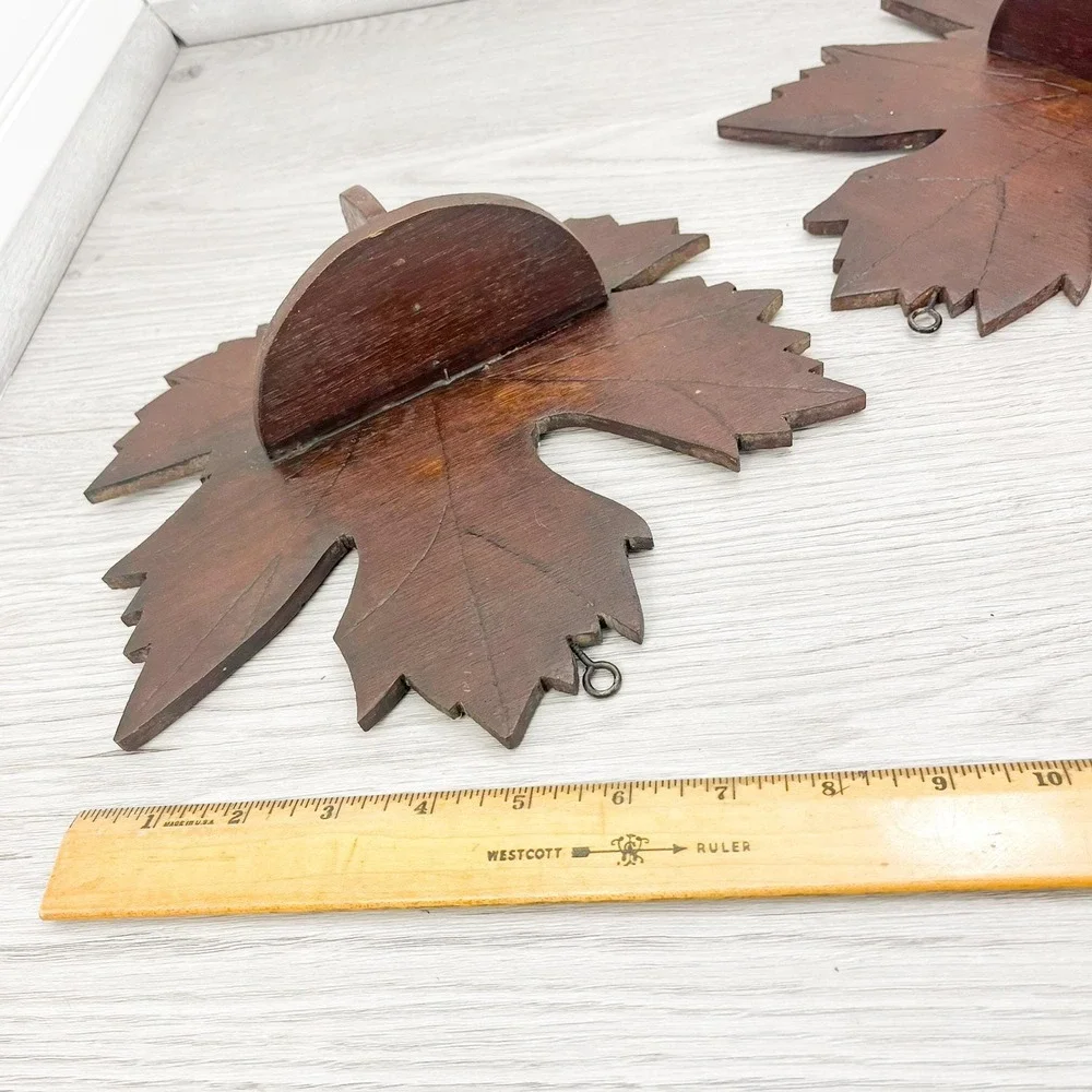 Vintage Maple Leaf Wooden Shelf Set: Mid-Century‎ Modern Decor